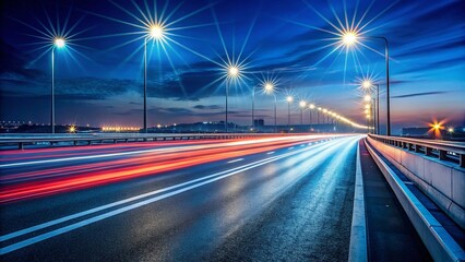 Serene Night Drive on a Modern Highway A LowLight Perspective Capturing the Beauty of Asphalt and Streetlights