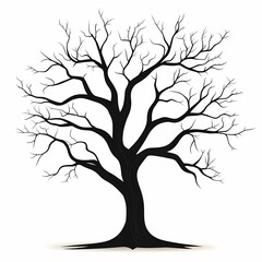 Obraz premium Elegant Abstract Tree Silhouette: Black Leafless Branches Illustration for Nature-Themed Design and Decor