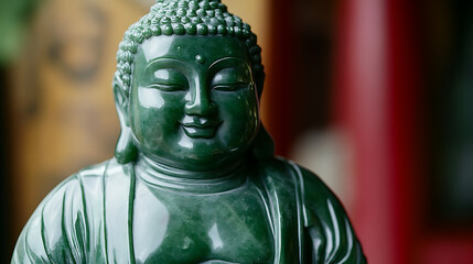 Naklejka premium Jade Buddha statue in temple setting