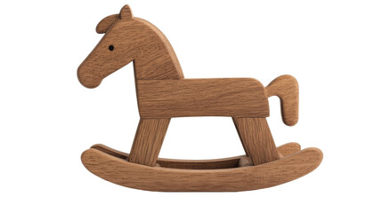 Wooden toy rocking horse, children's play, childhood, wood grain texture , cut out transparent