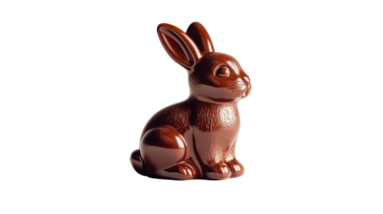 Easter bunny made of chocolate sitting up, sweet treat, cut out transparent