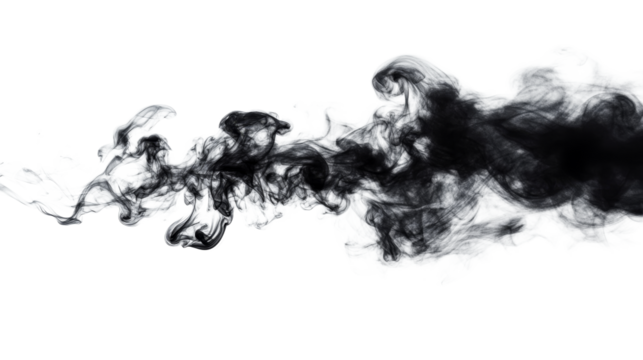 Swirling smoke rising, dark curves, light edges, wispy effect, cut out transparent
