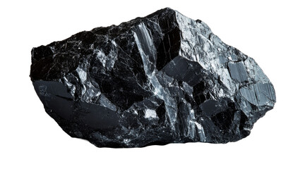 Black shiny stone with sharp edges, crystal, cut out transparent