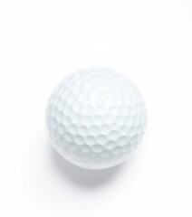 A pristine white golf ball against a pure white backdrop, macro, chip