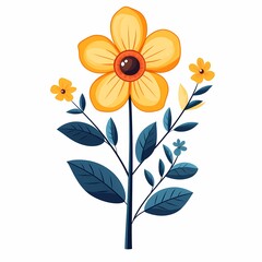 Vibrant Yellow Wildflowers: Hand-Drawn Botanical Illustration for Spring