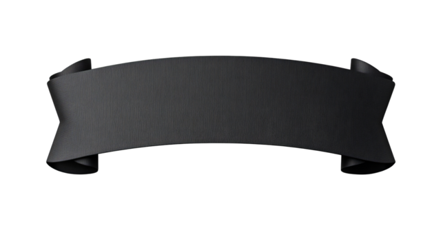 Black textured banner shape design element vector, cut out transparent