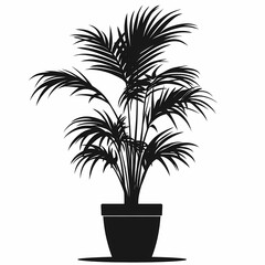 Modern Indoor Plant Styling: Black Silhouette Botanical Illustration in Decorative Pot for Eco-Friendly Home Decor