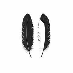 Abstract Black Feathers Illustration: An Elegant Minimalistic Design for Nature-Inspired Background and Creative Art Decor