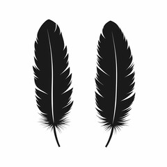 Elegant Black Feather Illustration: Nature-Inspired Vector Design with Minimalist Silhouette Patterns and Artistic Decoration