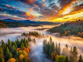 Breathtaking Oregon Sunrise TimeLapse Over the Sandy River Valley Misty Fog and Vibrant Colors