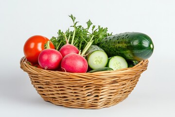 Fresh Vegetables Placed Nicely Inside A Woven Basket