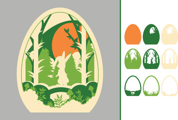 Easter Bunny multilayered 3d paper craft design for crafting