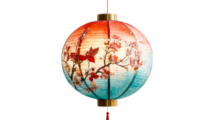 Round lantern with floral design, celebration decoration, cut out transparent