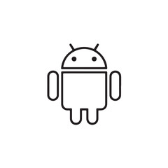Minimal Android Line Art Icon on White Background, Clean, Modern Icon