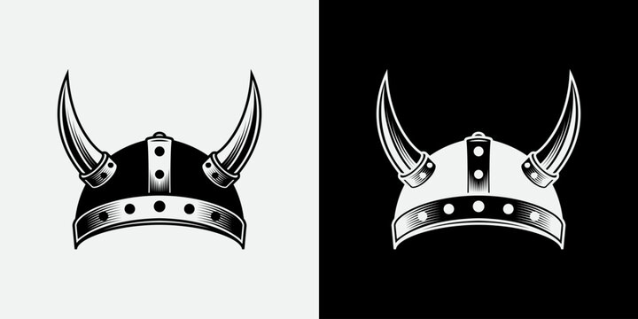 Minimalist Viking Warrior Helmet &ndash; Dual Tone Clipart Design