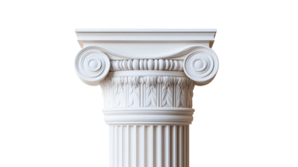 Ancient ionic column capital with scrolls, cut out transparent