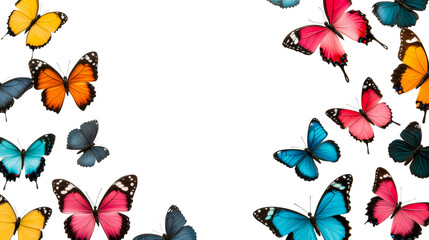 Assorted Butterflies Collection, Colorful, Vibrant, on Black Background, cut out transparent