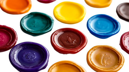 Variety of Wax Seals in Vibrant Colors, cut out transparent