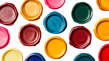Colorful wax seals background, various shades, vibrant tones, cut out transparent