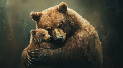 Obraz premium Mother bear and cub affectionate image