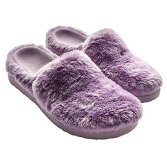 Cozy Lavender Slippers with Soft Plush Lining Isolated on Transparent Background