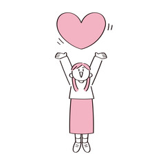 ハートと女性のイラスト