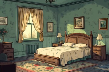 Vintage Bedroom Interior Design with Cozy Atmosphere and Vintage Decor