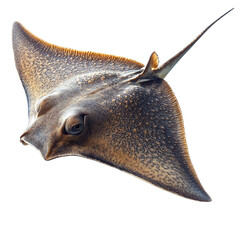 Elegant Stingray Gliding Smoothly Tail Trailing Isolated on Transparent Background