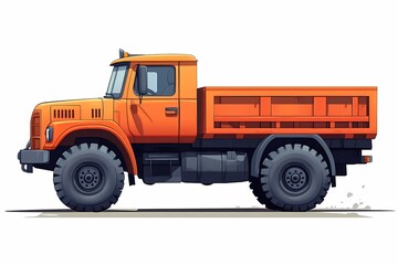 Fototapeta premium Colorful Orange Dump Truck Illustration: Heavy-Duty Vehicle for Construction and Freight Transport