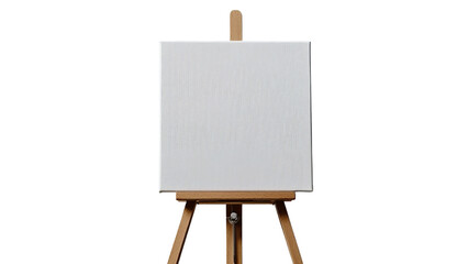 Png of A blank canvas on an easel ready for creative artistic expression in a bright studio setting.