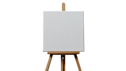 Png of A blank canvas on an easel ready for creative artistic expression in a bright studio setting.