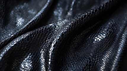 Fototapeta premium Dark, textured fabric resembling snakeskin with subtle white speckling, creating a luxurious and dramatic effect