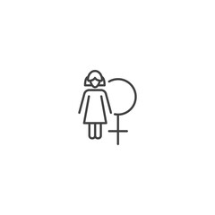 Female avatar with gender symbol single line icon