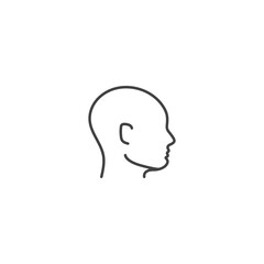 Simple outline human head icon for profile and avatar design