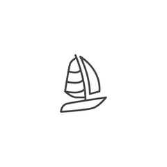Simple single line sailboat icon for nautical design projects
