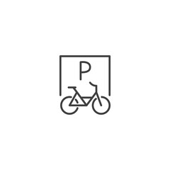 Bicycle parking icon with p symbol for cycling facilities
