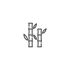 Bamboo stalks with leaves line icon for sustainability and nature themes