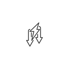Lightning and arrows icon for energy and exchange concepts
