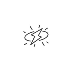 Simple lightning bolt icon with radiating lines on white background
