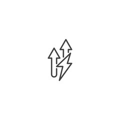 Energy efficiency growth icon with arrows and thunderbolt
