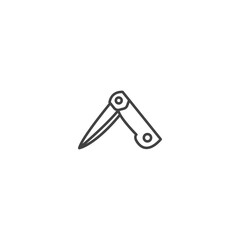 Folding pocket knife icon for outdoor adventure and survival gear applications