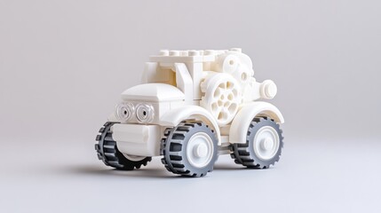 White plastic toy tractor