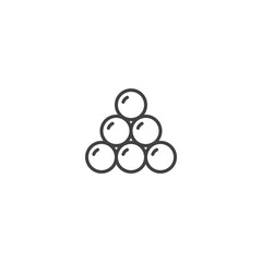 Pyramid of billiard balls icon for sports and recreation design projects