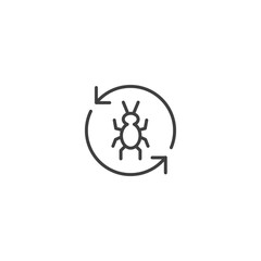 Bug refresh icon with arrows for software update and debugging