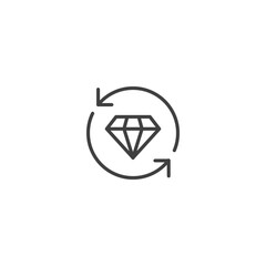Gemstone exchange icon with arrows for jewelry trading and investment interface