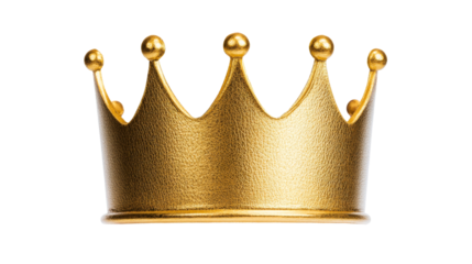 Golden textured crown with decorative gold balls , cut out transparent