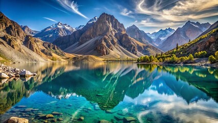 Breathtaking Panoramic View of Iskanderkul Lake Tajikistan Majestic Mountain Scenery Unveiled