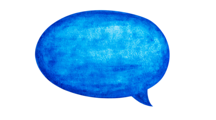 Watercolor-style speech bubble illustration in blue hues, cut out transparent