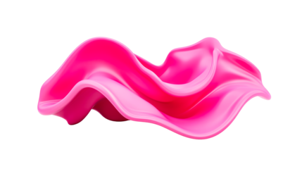 Abstract pink flowing wave on dark backdrop, cut out transparent