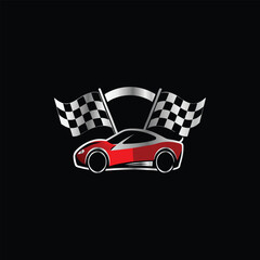 Race car icon logo design vector template. Automotive, race car and checkered flag symbol. Car Speedometer Logo Design Vector Template. Abstract Car Speedometer Icon.